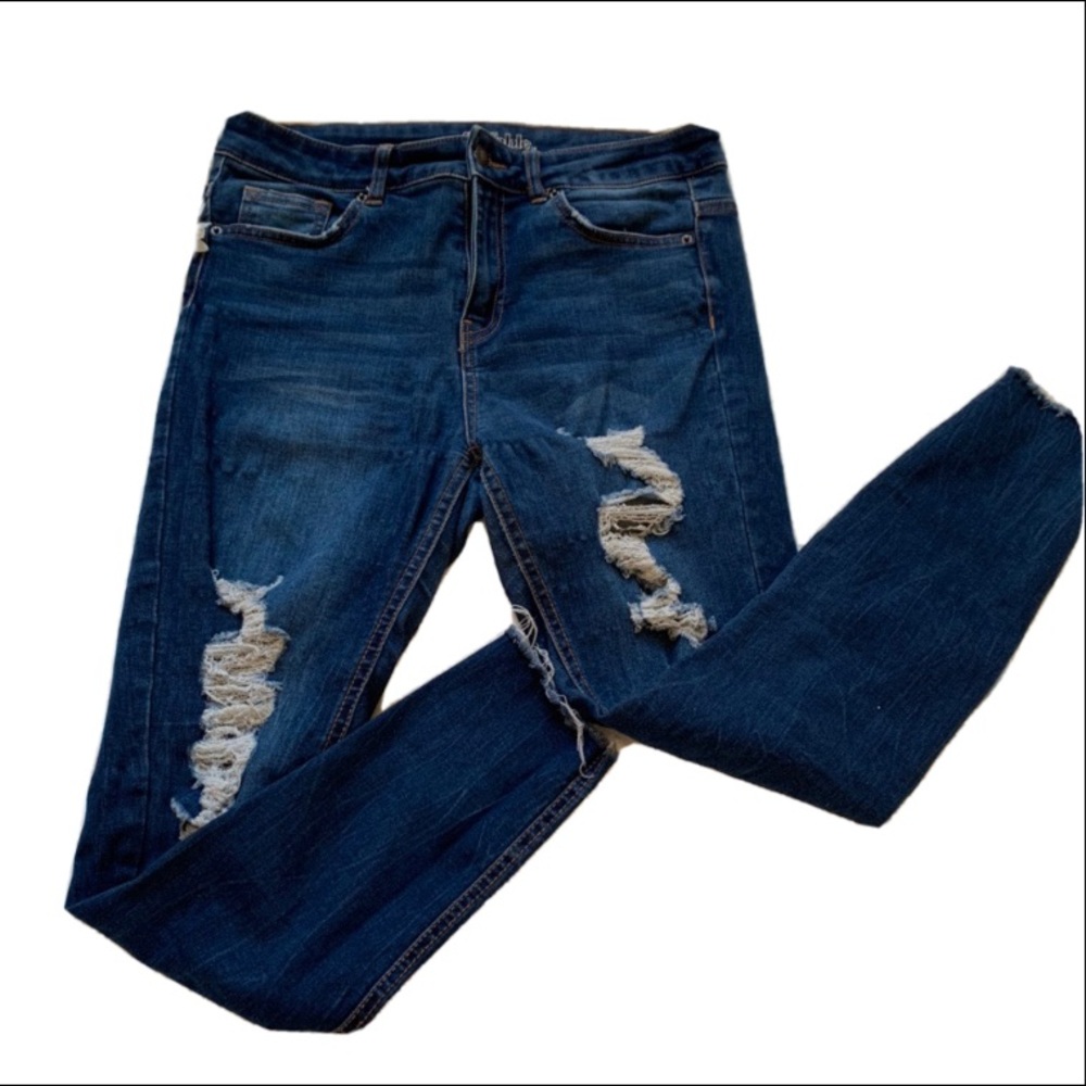 Cropped Ripped Target Denim